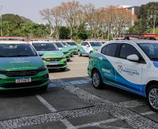 Curitiba, 23 de setembro de 2024 - O governador Carlos Massa Ratinho Junior realiza a entrega de veículos destinados ao serviço de transporte de órgãos.