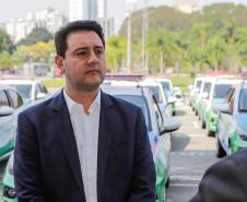 Curitiba, 23 de setembro de 2024 - O governador Carlos Massa Ratinho Junior realiza a entrega de veículos destinados ao serviço de transporte de órgãos.