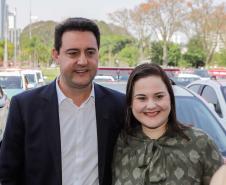 Curitiba, 23 de setembro de 2024 - O governador Carlos Massa Ratinho Junior realiza a entrega de veículos destinados ao serviço de transporte de órgãos.