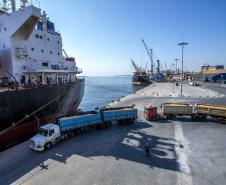 Exportações paranaenses chegam a 167 países e somam US$ 1,45 bilhão em janeiro Foto: Claudio Neves/Portos do Paraná