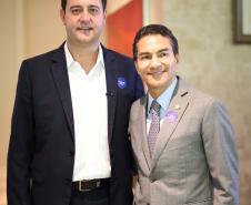 O governador Carlos Massa Ratinho Junior destacou os avanços que o Paraná alcançou nos últimos anos em diferentes áreas em um encontro empresários nesta terça-feira (25), em Brasília. Foto: Jonathan Campos/AEN