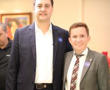 O governador Carlos Massa Ratinho Junior destacou os avanços que o Paraná alcançou nos últimos anos em diferentes áreas em um encontro empresários nesta terça-feira (25), em Brasília. Foto: Jonathan Campos/AEN