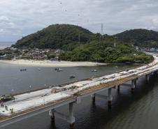 Com grande avanço no trecho estaiado, Ponte de Guaratuba chega a 85% de execução
