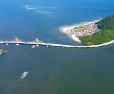 Com trecho estaiado quase pronto e 160 vigas lançadas, Ponte de Guaratuba atinge 91% de execução