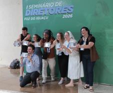 O governador Carlos Massa Ratinho Junior e o secretário de Educação, Roni Miranda, anunciam nesta quinta-feira (5) no Seminário de Diretores da rede estadual novos investimentos do programa Escola Mais Bonita, em Foz do Iguaçu.