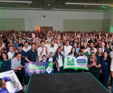 O governador Carlos Massa Ratinho Junior e o secretário de Educação, Roni Miranda, anunciam nesta quinta-feira (5) no Seminário de Diretores da rede estadual novos investimentos do programa Escola Mais Bonita, em Foz do Iguaçu.