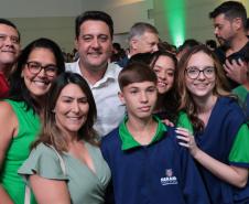 O governador Carlos Massa Ratinho Junior e o secretário de Educação, Roni Miranda, anunciam nesta quinta-feira (5) no Seminário de Diretores da rede estadual novos investimentos do programa Escola Mais Bonita, em Foz do Iguaçu.