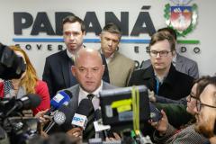 Curitiba, 12 de agosto de 2024 - Coletiva de imprensa na Secretaria Estadual de Segurançna Pública (Sesp) sobre a queda do avião em Vinhedos (SP).