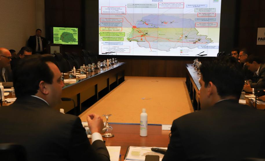 Governador Carlos Massa Ratinho Junior em agenda com Ministro da Infraestrutura Marcelo Sampaio.