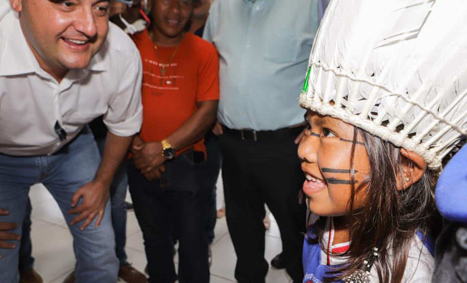 Manoel Ribas, 02 de fevereiro do 2023 - O governador Carlos Massa Ratinho Junior entregou na manhã desta quinta-feira as obras de ampliação no Colégio Estadual Indígena Cacique Gregório Kaekchot, na terra indigina Ivaí.