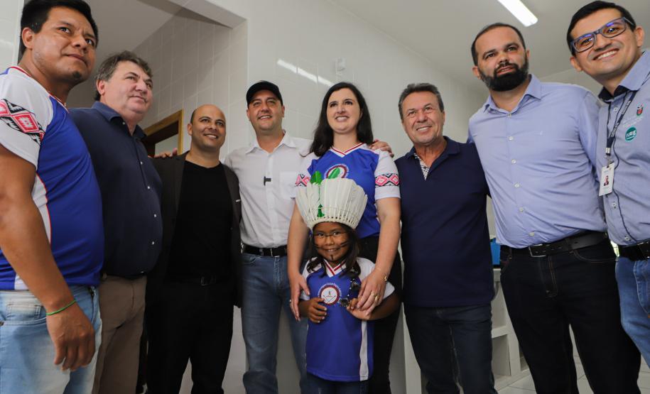 Manoel Ribas, 02 de fevereiro do 2023 - O governador Carlos Massa Ratinho Junior entregou na manhã desta quinta-feira as obras de ampliação no Colégio Estadual Indígena Cacique Gregório Kaekchot, na terra indigina Ivaí.