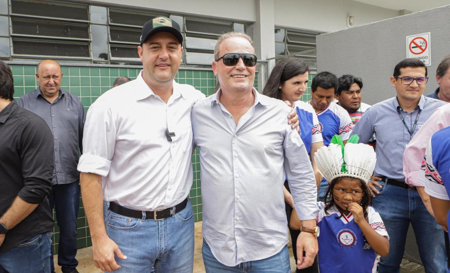 Manoel Ribas, 02 de fevereiro do 2023 - O governador Carlos Massa Ratinho Junior entregou na manhã desta quinta-feira as obras de ampliação no Colégio Estadual Indígena Cacique Gregório Kaekchot, na terra indigina Ivaí.