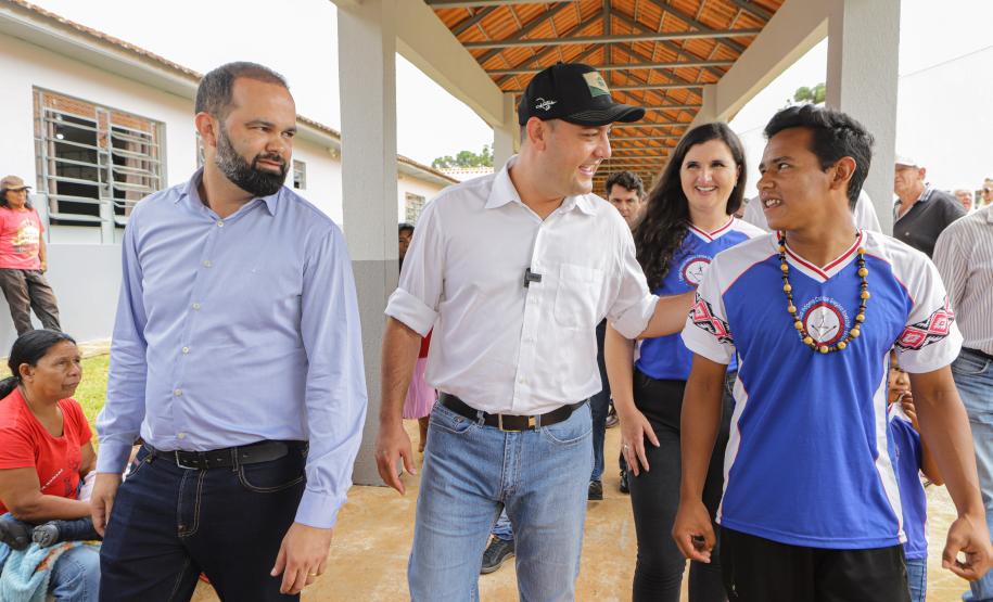 Manoel Ribas, 02 de fevereiro do 2023 - O governador Carlos Massa Ratinho Junior entregou na manhã desta quinta-feira as obras de ampliação no Colégio Estadual Indígena Cacique Gregório Kaekchot, na terra indigina Ivaí.