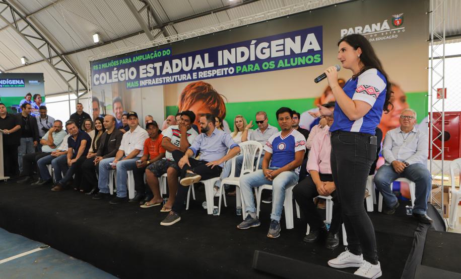 Manoel Ribas, 02 de fevereiro do 2023 - O governador Carlos Massa Ratinho Junior entregou na manhã desta quinta-feira as obras de ampliação no Colégio Estadual Indígena Cacique Gregório Kaekchot, na terra indigina Ivaí.
