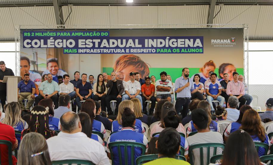 Manoel Ribas, 02 de fevereiro do 2023 - O governador Carlos Massa Ratinho Junior entregou na manhã desta quinta-feira as obras de ampliação no Colégio Estadual Indígena Cacique Gregório Kaekchot, na terra indigina Ivaí.