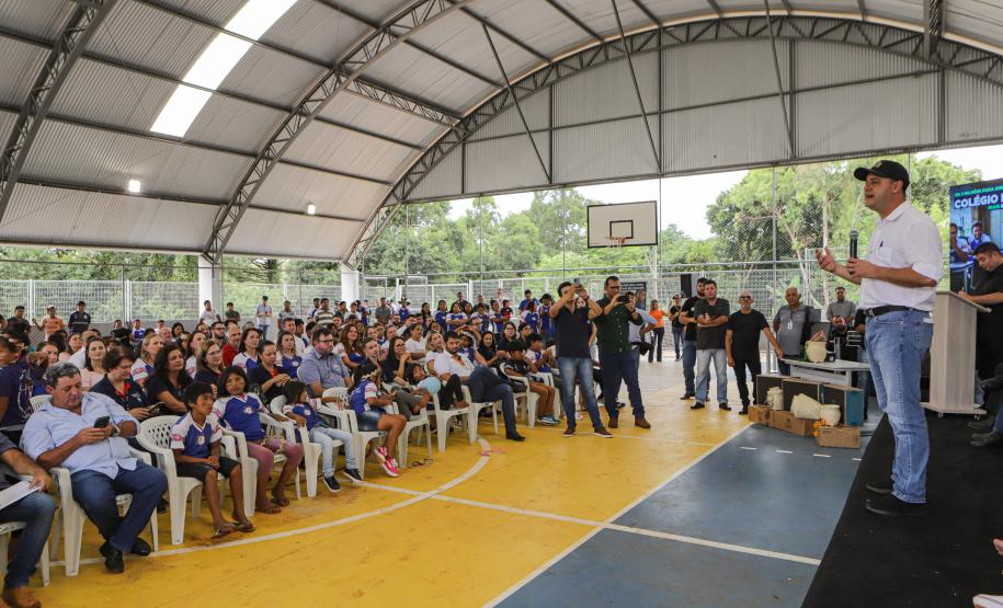 Manoel Ribas, 02 de fevereiro do 2023 - O governador Carlos Massa Ratinho Junior entregou na manhã desta quinta-feira as obras de ampliação no Colégio Estadual Indígena Cacique Gregório Kaekchot, na terra indigina Ivaí.
