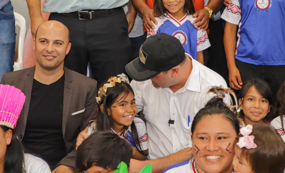 Manoel Ribas, 02 de fevereiro do 2023 - O governador Carlos Massa Ratinho Junior entregou na manhã desta quinta-feira as obras de ampliação no Colégio Estadual Indígena Cacique Gregório Kaekchot, na terra indigina Ivaí.