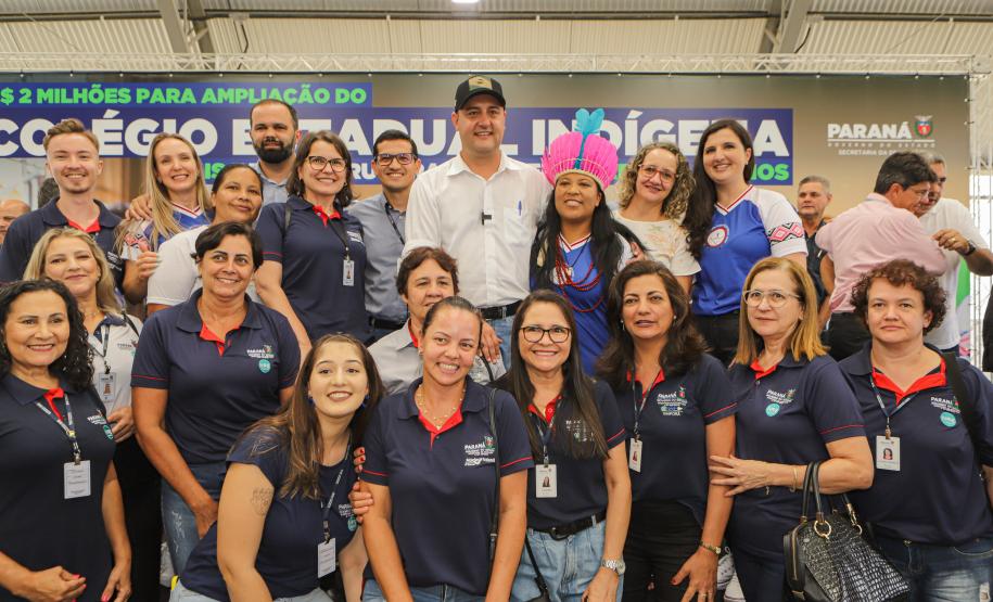Manoel Ribas, 02 de fevereiro do 2023 - O governador Carlos Massa Ratinho Junior entregou na manhã desta quinta-feira as obras de ampliação no Colégio Estadual Indígena Cacique Gregório Kaekchot, na terra indigina Ivaí.