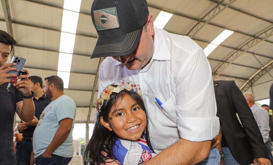 Manoel Ribas, 02 de fevereiro do 2023 - O governador Carlos Massa Ratinho Junior entregou na manhã desta quinta-feira as obras de ampliação no Colégio Estadual Indígena Cacique Gregório Kaekchot, na terra indigina Ivaí.