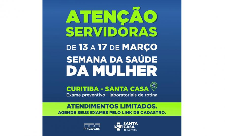 Semana da Saúde da Mulher ofertará exames gratuitos a servidoras de Curitiba e região