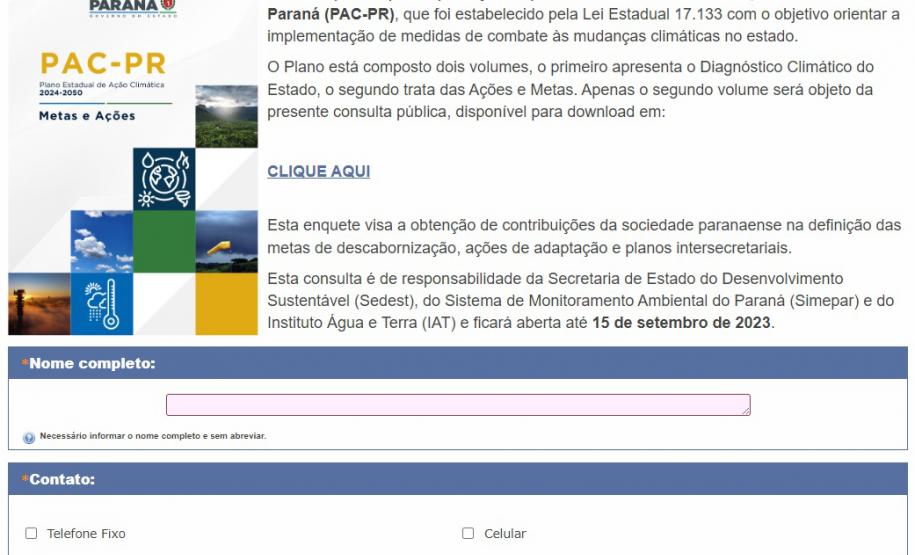 População pode enviar sugestões ao Plano de Ação Climática até 15 de setembro