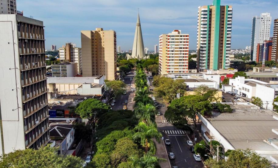 Campo Mourão, 22 de setembro de 2023 - Drone da cidade de Campo Mourão, localizada na região centro-ocidental do Paraná.