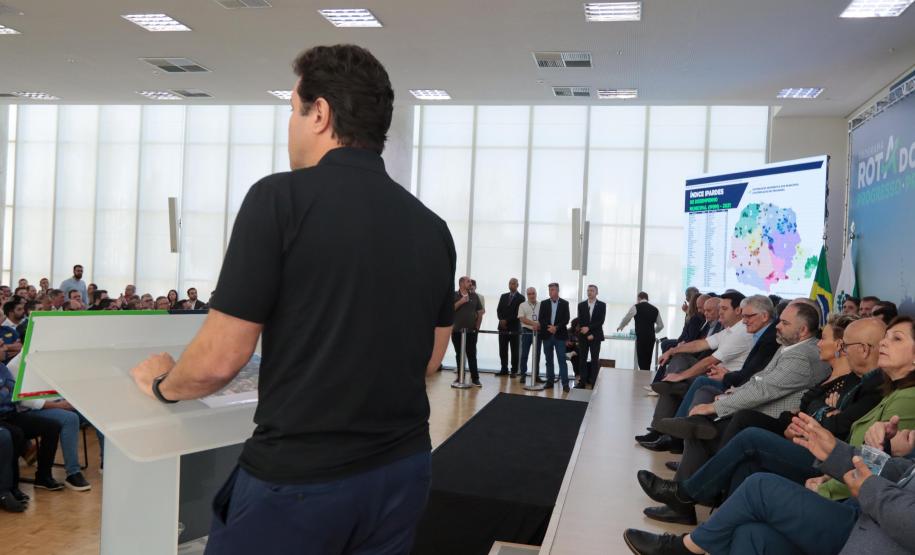 O governador Carlos Massa Ratinho Junior participa nesta quarta-feira (19), do lançamento Programa Rota do Progresso no Palácio Iguaçu.