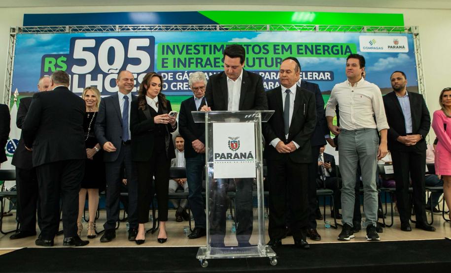 Curitiba, 24 de junho de 2024 - Governador Carlos Massa Ratinho Junior anunciou investimentos de R$ 505 milhões em energia e infraestrutura de gás canalizado para acelarar o crescimento do Paraná.