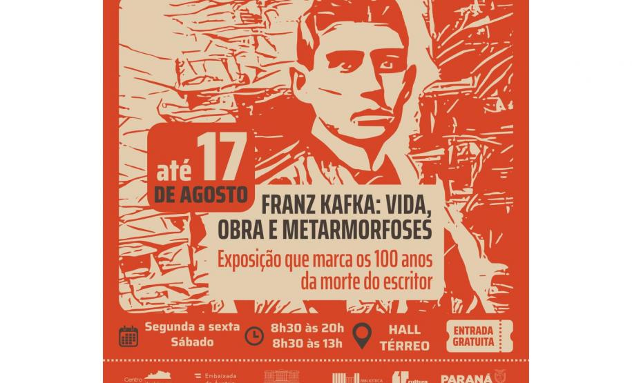 Biblioteca Pública do Paraná (BPP) - Exposição “Franz Kafka: Vida, Obra e Metamorfoses” – O ano de 2024 marca um século da morte do escritor.