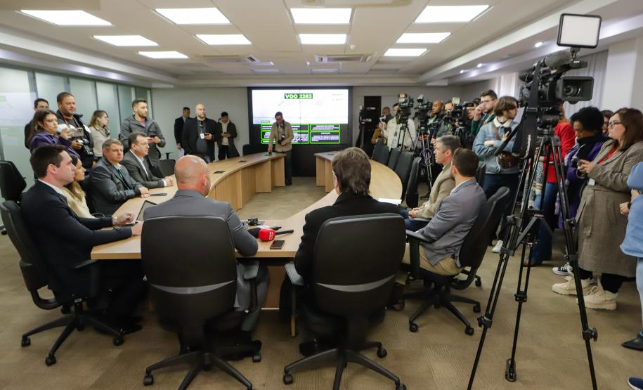 Curitiba, 12 de agosto de 2024 - Coletiva de imprensa na Secretaria Estadual de Segurançna Pública (Sesp) sobre a queda do avião em Vinhedos (SP).