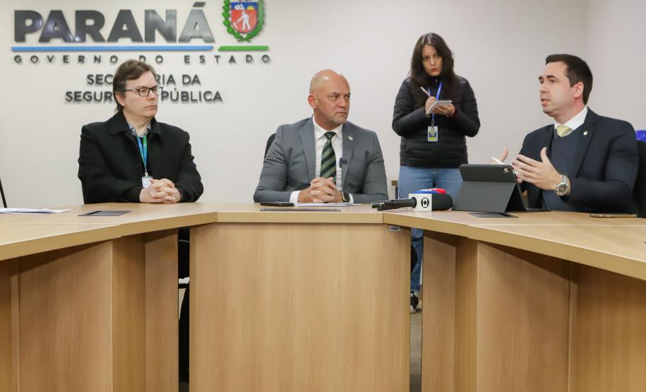 Entrevista coletiva na Secretaria Estadual de Segurança Pública (Sesp). Com a palavra o secretário estadual da Segurança Pública, Hudson Teixeira.