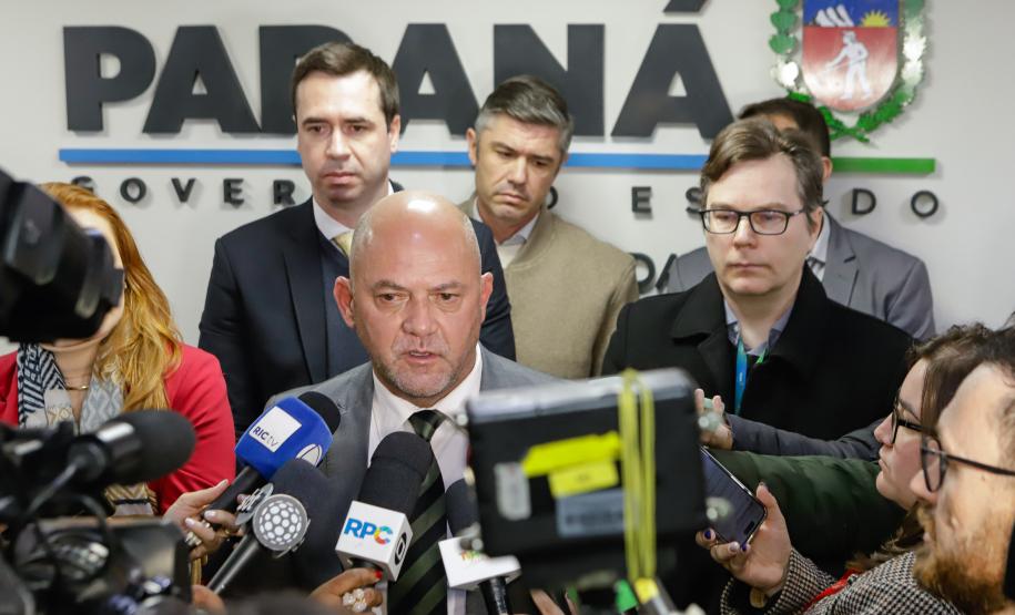 Entrevista coletiva na Secretaria Estadual de Segurança Pública (Sesp). Com a palavra o secretário estadual da Segurança Pública, Hudson Teixeira.