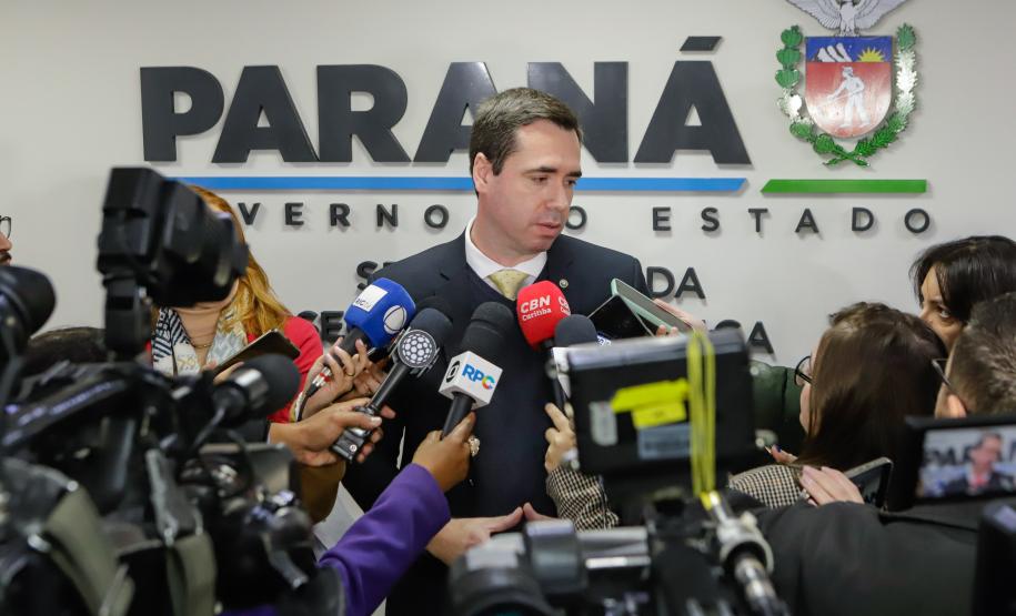 Entrevista coletiva na Secretaria Estadual de Segurança Pública (Sesp). Com a palavra o secretário estadual da Segurança Pública, Hudson Teixeira.