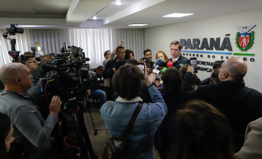 Entrevista coletiva na Secretaria Estadual de Segurança Pública (Sesp). Com a palavra o secretário estadual da Segurança Pública, Hudson Teixeira.