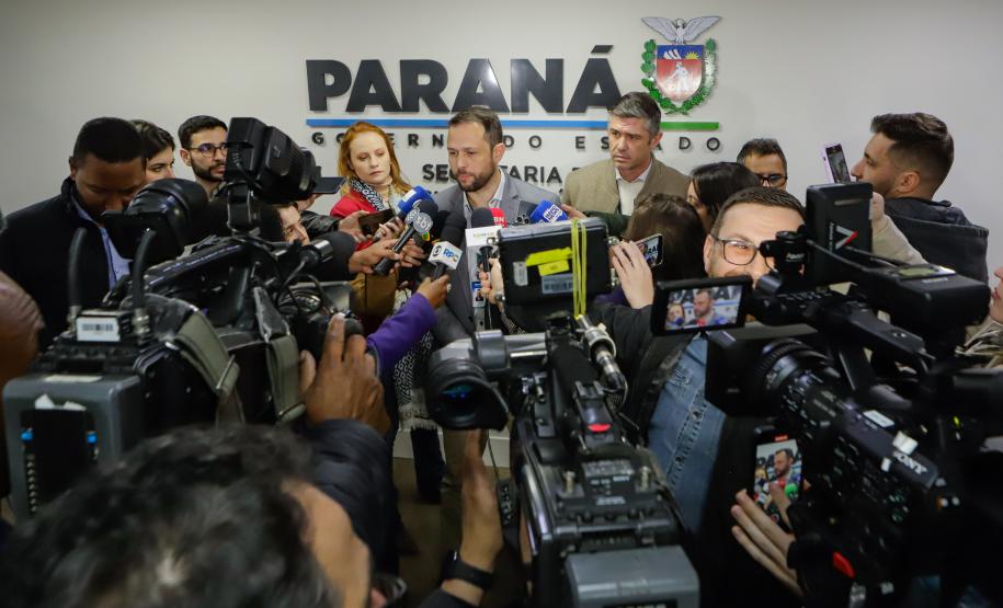 Entrevista coletiva na Secretaria Estadual de Segurança Pública (Sesp). Com a palavra o secretário estadual da Segurança Pública, Hudson Teixeira.