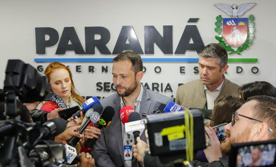 Curitiba, 12 de agosto de 2024 - Coletiva de imprensa na Secretaria Estadual de Segurançna Pública (Sesp) sobre a queda do avião em Vinhedos (SP).