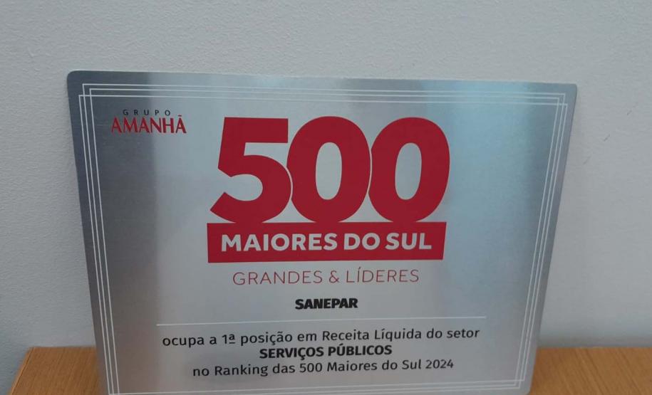 Sanepar é campeã no Setor de Serviços Públicos no Paraná no ranking da Revista Amanhã