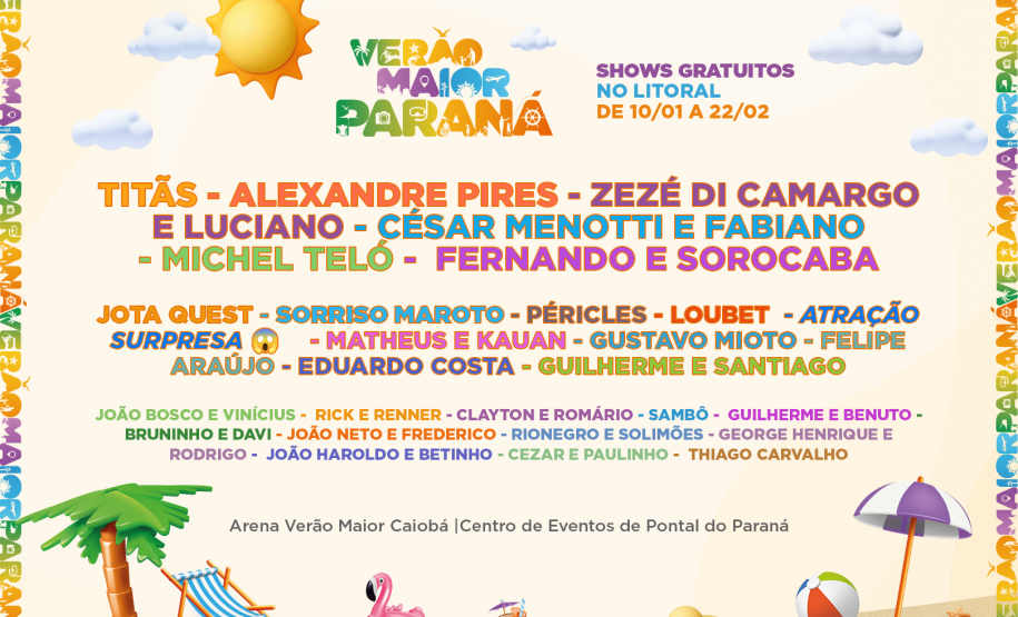 Titãs, Michel Teló, Sorriso Maroto e muito mais: Verão Maior Paraná terá 33 shows gratuitos