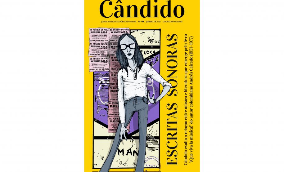 Biblioteca Pública do Paraná (BPP) - Jornal Cândido – A última edição do periódico on-line já está disponível para acesso e download. O conteúdo da vez relaciona literatura e música, tendo como fio condutor o escritor colombiano Andrés Caicedo (1951-1977), que publicou “¡Que viva la música!”, em reportagem assinada por Fernanda Maldonado. Foto: Bibliotaca Pública do Paraná (BPP)