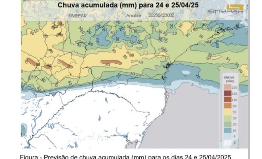 Virada no tempo: Paraná deve registrar chuvas intensas a partir desta quarta-feira Foto: Simepar