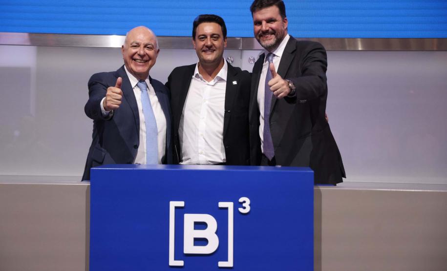 O governador Carlos Massa Ratinho Junior lançou nesta quinta-feira (3) na B3, em São Paulo, um projeto inédito no Brasil para o financiamento do agronegócio. Foto: Jonathan Campos/AEN