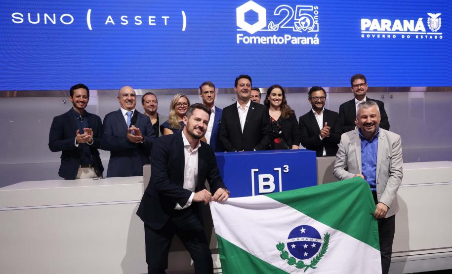 O governador Carlos Massa Ratinho Junior lançou nesta quinta-feira (3) na B3, em São Paulo, um projeto inédito no Brasil para o financiamento do agronegócio. Foto: Jonathan Campos/AEN