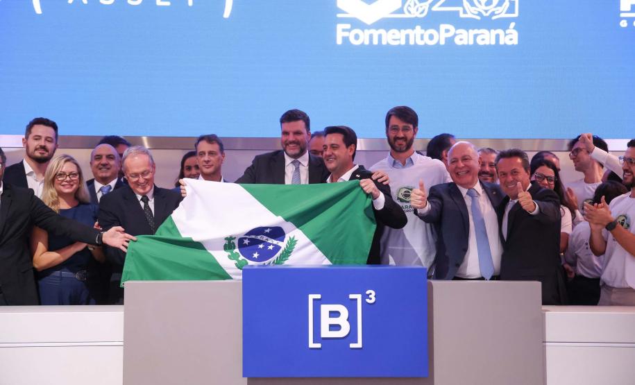 O governador Carlos Massa Ratinho Junior lançou nesta quinta-feira (3) na B3, em São Paulo, um projeto inédito no Brasil para o financiamento do agronegócio. Foto: Jonathan Campos/AEN