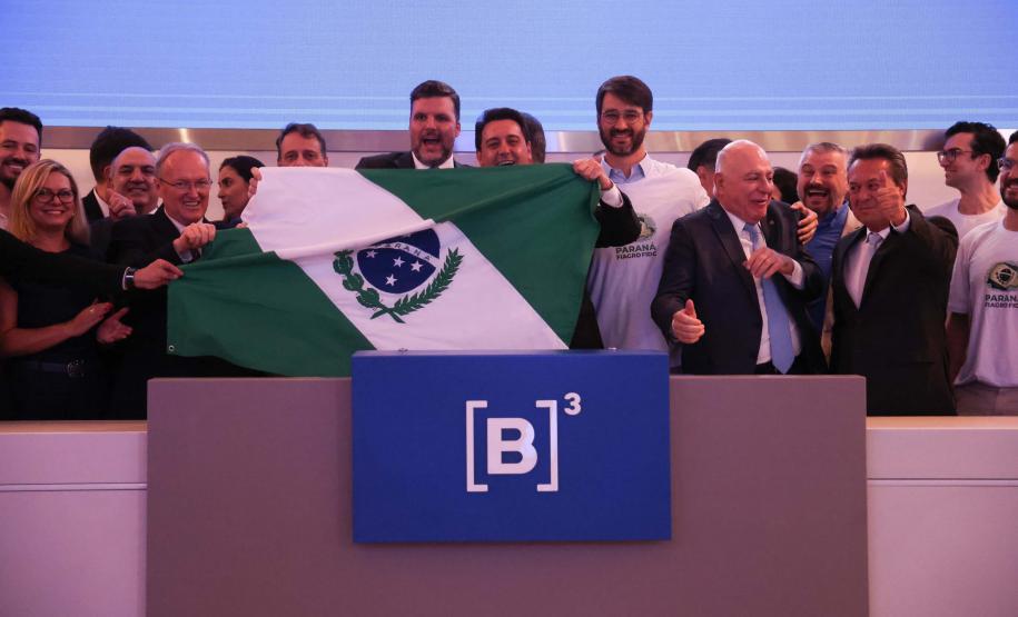 O governador Carlos Massa Ratinho Junior lançou nesta quinta-feira (3) na B3, em São Paulo, um projeto inédito no Brasil para o financiamento do agronegócio. Foto: Jonathan Campos/AEN