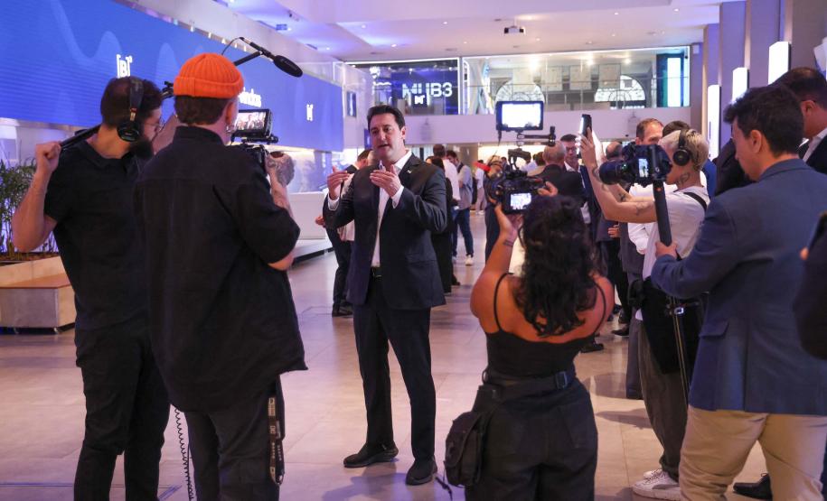 O governador Carlos Massa Ratinho Junior lançou nesta quinta-feira (3) na B3, em São Paulo, um projeto inédito no Brasil para o financiamento do agronegócio. Foto: Jonathan Campos/AEN