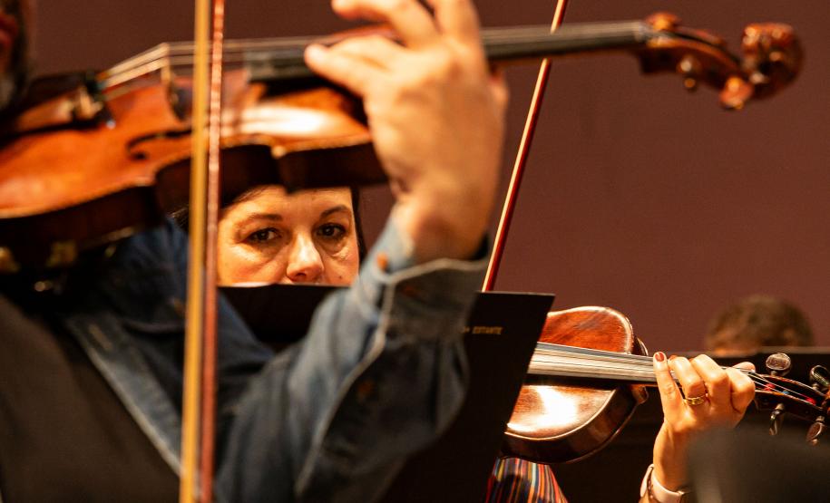 Curitiba, 19 de maio de 2025 - Ensaio da Orquestra Sinfônica do Paraná no Teatro Guaira. Foto: Roberto Dziura Jr/AEN