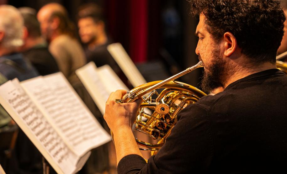 Curitiba, 19 de maio de 2025 - Ensaio da Orquestra Sinfônica do Paraná no Teatro Guaira. Foto: Roberto Dziura Jr/AEN
