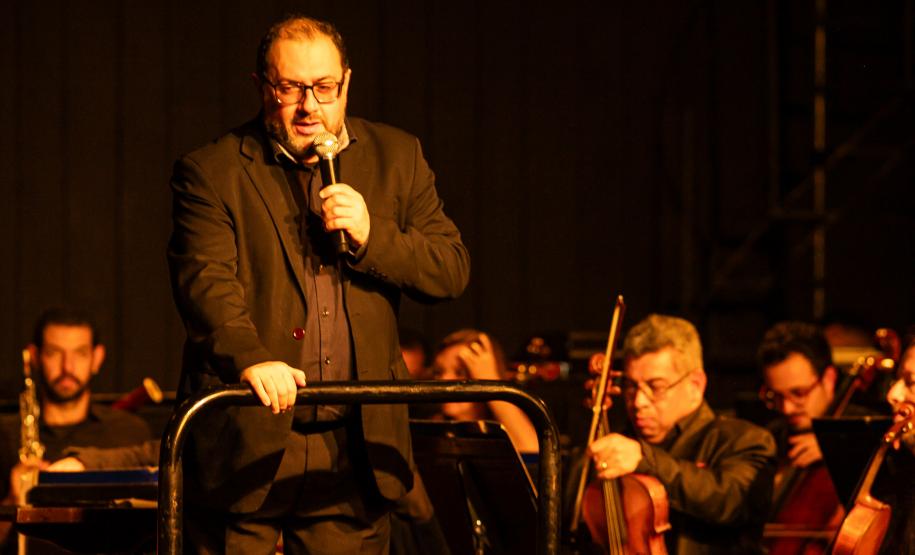 Araucária, 08 de maio de 2025 - Apresentação da Orquestra Sinfônica do Paraná no Teatro da Praça, em Araucária. Foto: Roberto Dziura Jr/AEN
