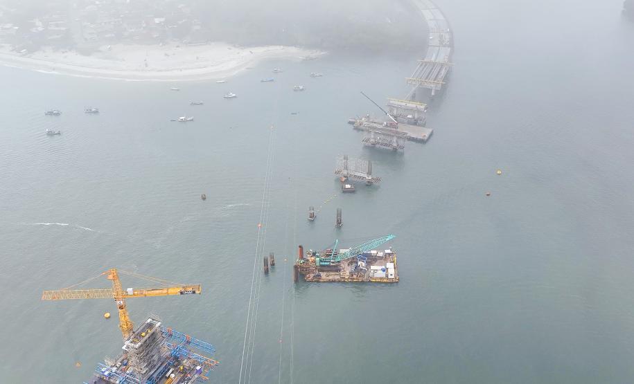 Obras da Ponte de Guaratuba chegam a 65% com destaque para avanço do trecho estaiado