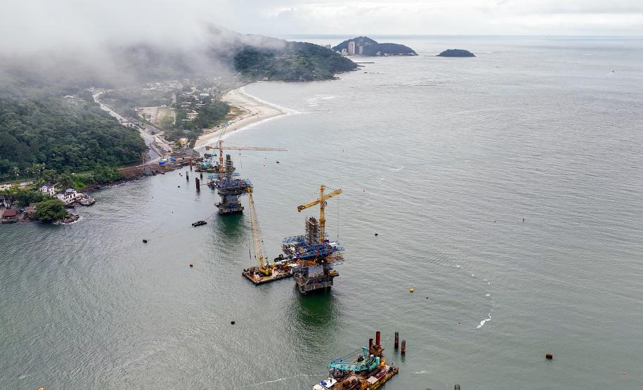 Obras da Ponte de Guaratuba chegam a 65% com destaque para avanço do trecho estaiado